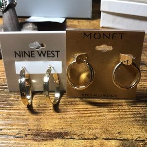 Bundle=save $: 2 pair New gold hoop fashion earrings
